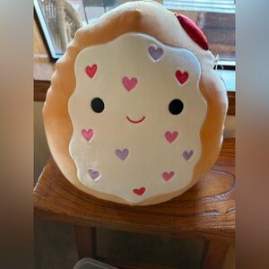 Valentine’s Day Squishmallow Danka Heart Pop Tart Plush Stiffed Pillow Tan Red